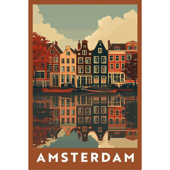 Amsterdam Canal Vintage Travel Print - Vacation Art Boutique
