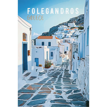 Folegandros Greece Vintage Travel Wall Art - Vacation Art Boutique