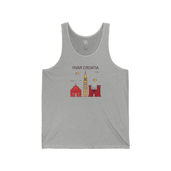 Hvar Croatia Graphic Unisex Jersey Tanks - Vacation Art Boutique