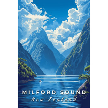 New Zealand Milford Sound Travel Print - Vacation Art Boutique