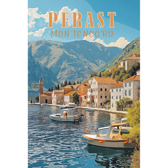 Perast Montenegro Vintage Travel Wall Art - Vacation Art Boutique