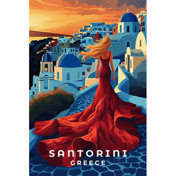 Santorini Oia Sunset Travel Print - Vacation Art Boutique