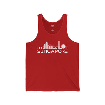 Singapore Skyline Unisex Jersey Tank Top - Vacation Art Boutique