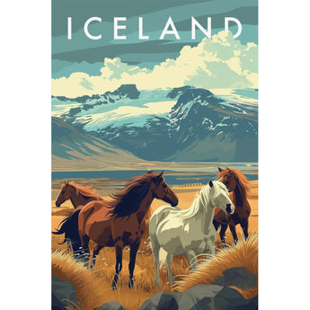 Vintage Icelandic Horse Travel Print - Vacation Art Boutique