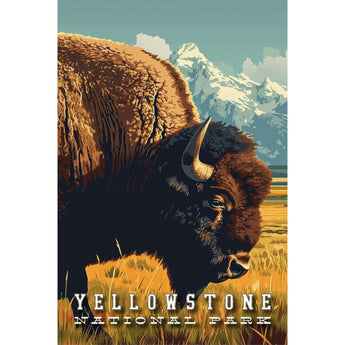 Yellowstone National Park Bison Travel Print - Vacation Art Boutique
