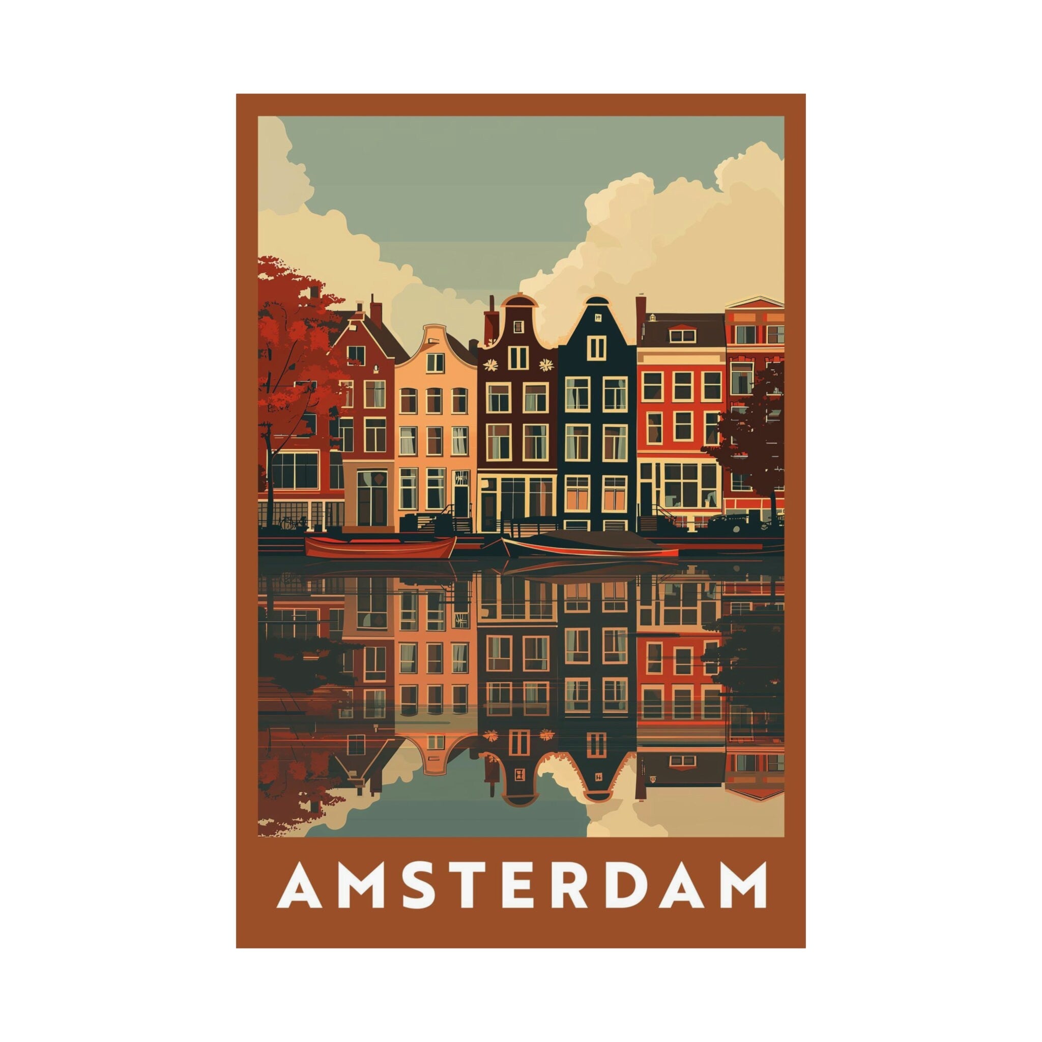 Amsterdam Canal Vintage Travel Print - Vacation Art Boutique