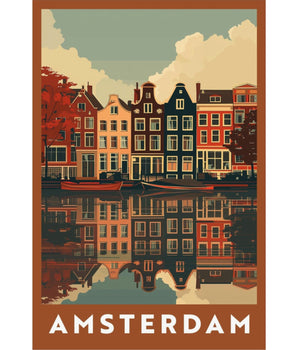 Amsterdam Canal Vintage Travel Print - Vacation Art Boutique
