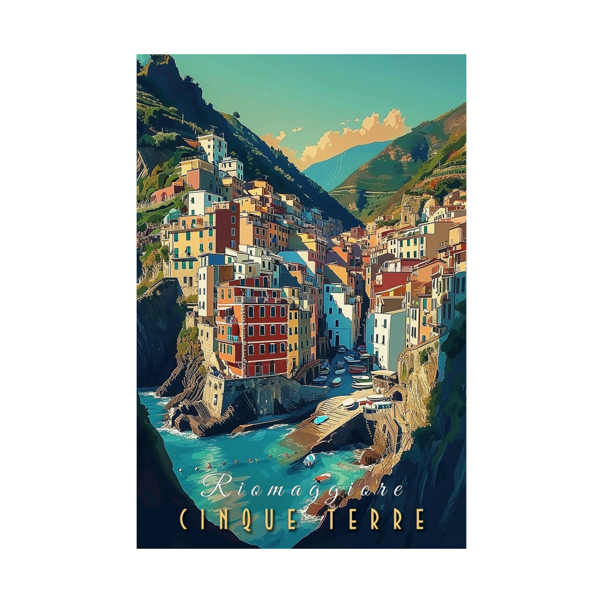 Cinque Terre Riomaggiore Village Travel Print - Vacation Art Boutique