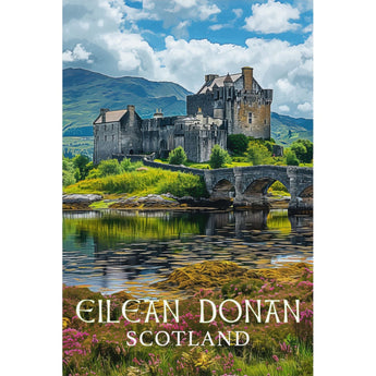 Eilean Donan Castle Vintage Travel Wall Art - Vacation Art Boutique