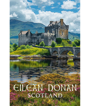 Eilean Donan Castle Vintage Travel Wall Art - Vacation Art Boutique