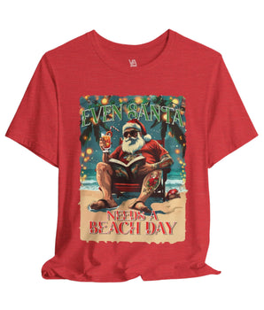 Even Santa Needs a Beach Day Vacation T-Shirt - Vacation Art Boutique