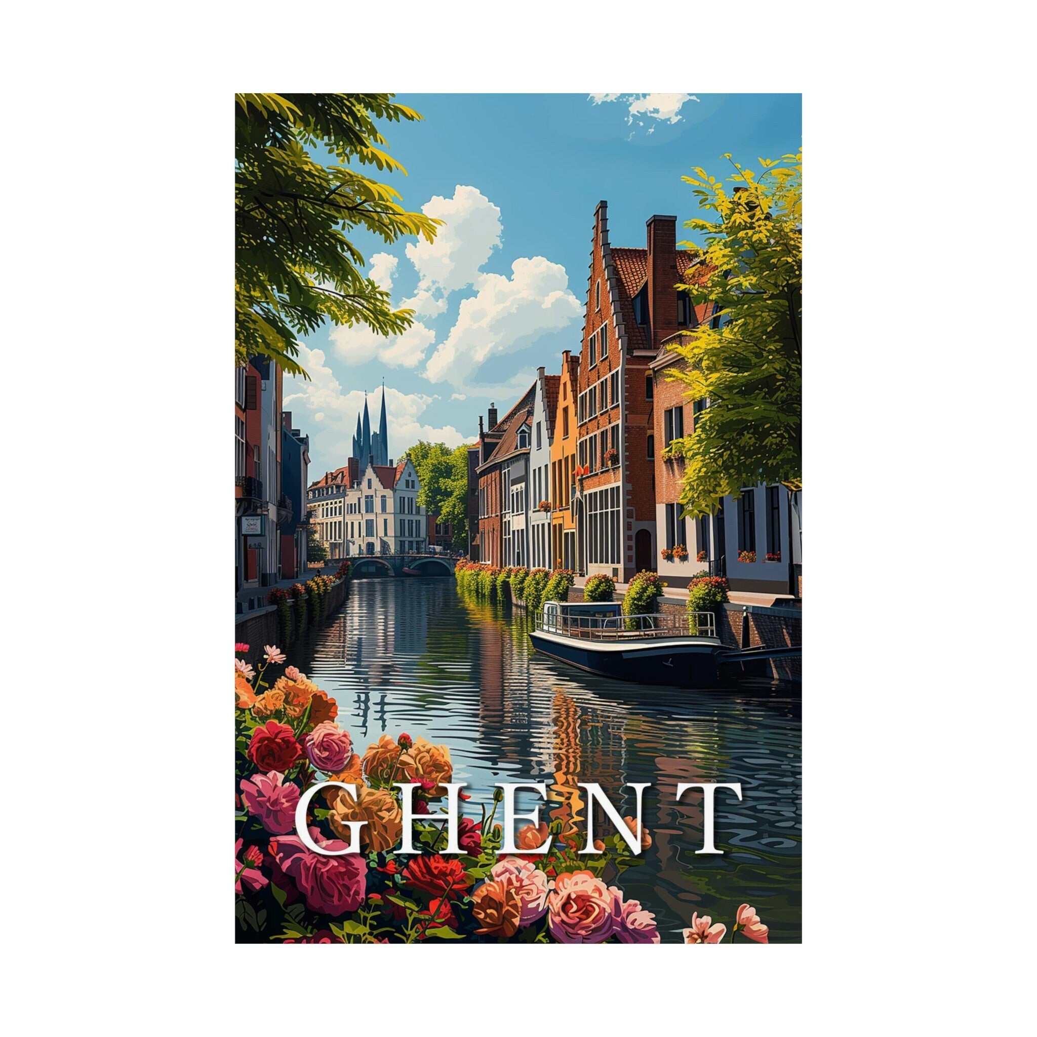 Ghent Canal House Travel Print - Vacation Art Boutique