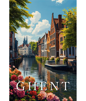 Ghent Canal House Travel Print - Vacation Art Boutique