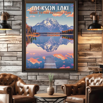 Grand Tetons National Park Jackson Lake Travel Print - Vacation Art Boutique