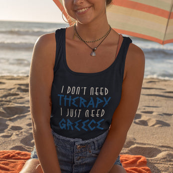 I Don't Need Therapy, I Just Need Greece Unisex Jersey Tank - Vacation Art Boutique