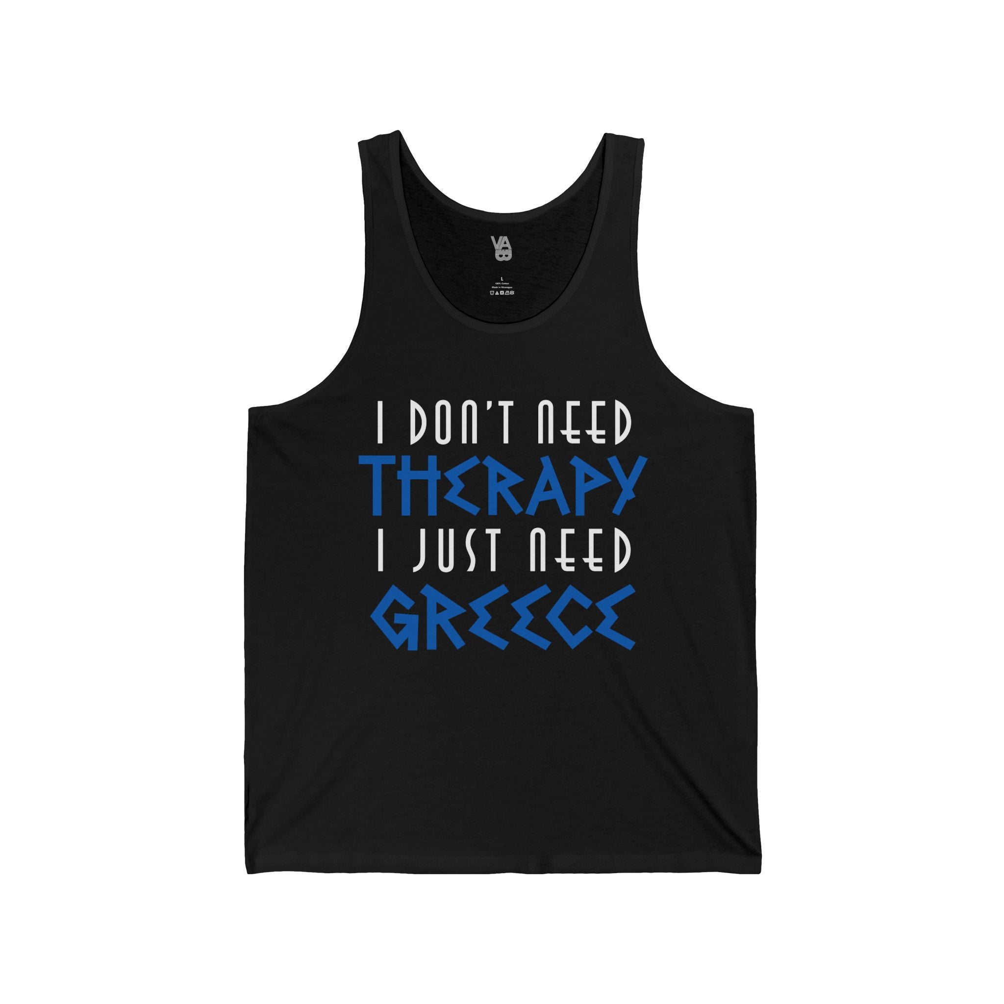 I Don't Need Therapy, I Just Need Greece Unisex Jersey Tank - Vacation Art Boutique