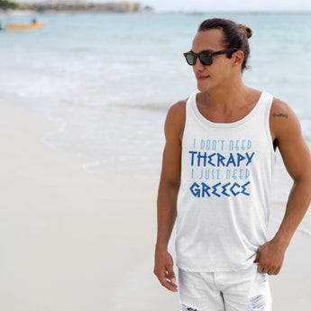 I Don't Need Therapy, I Just Need Greece Unisex Jersey Tank - Vacation Art Boutique