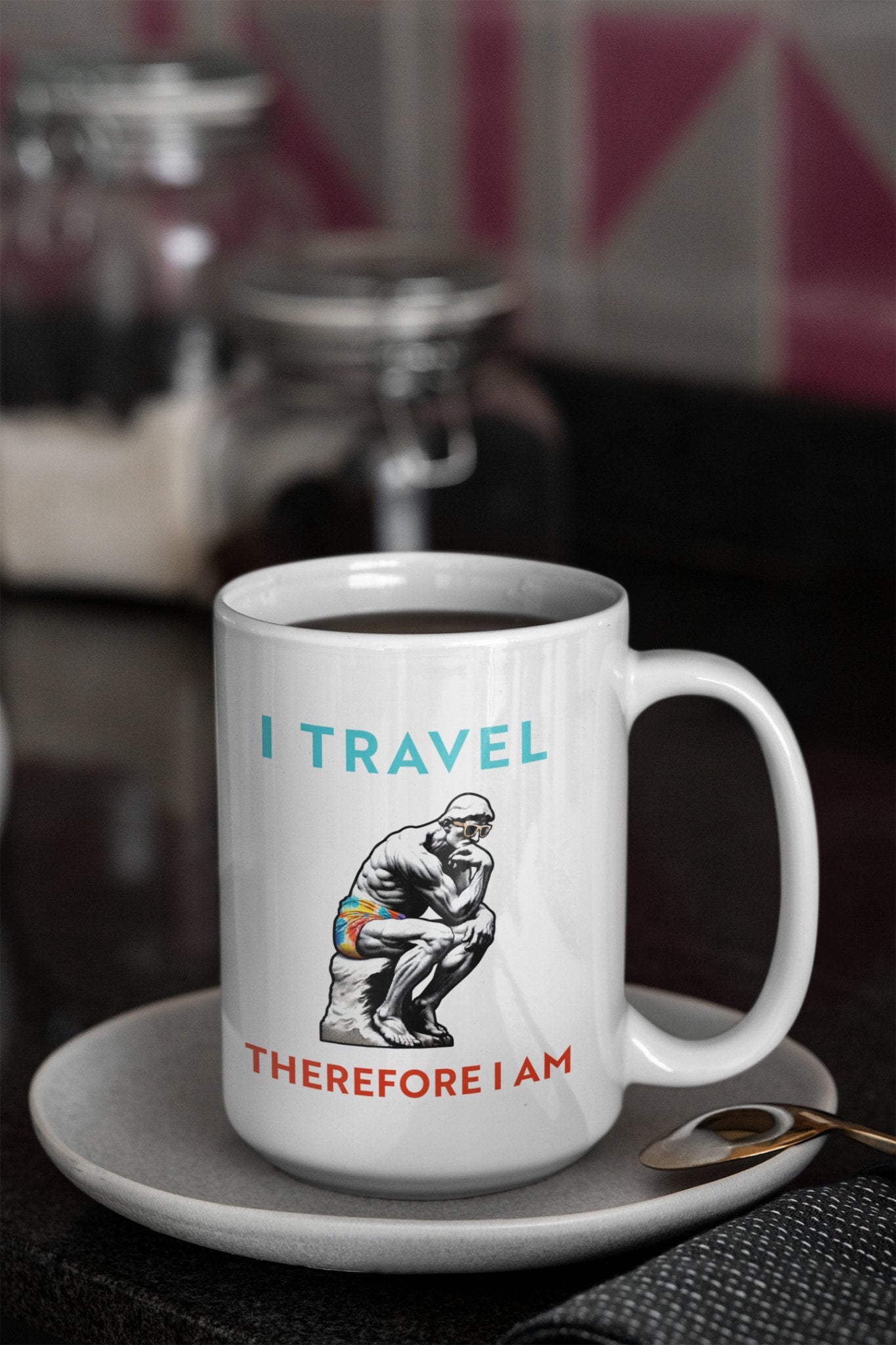 I Travel Therefore I Am Coffee Mug - Vacation Art Boutique