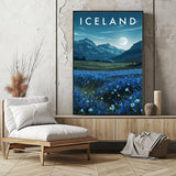 Icelandic Moonlight Landscape Travel Print - Vacation Art Boutique