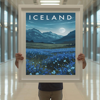 Icelandic Moonlight Landscape Travel Print - Vacation Art Boutique