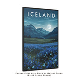 Icelandic Moonlight Landscape Travel Print - Vacation Art Boutique