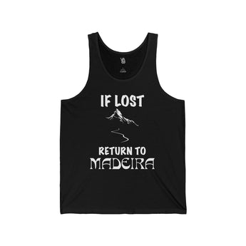 If Lost Return to Madeira Unisex Jersey Tank - Vacation Art Boutique