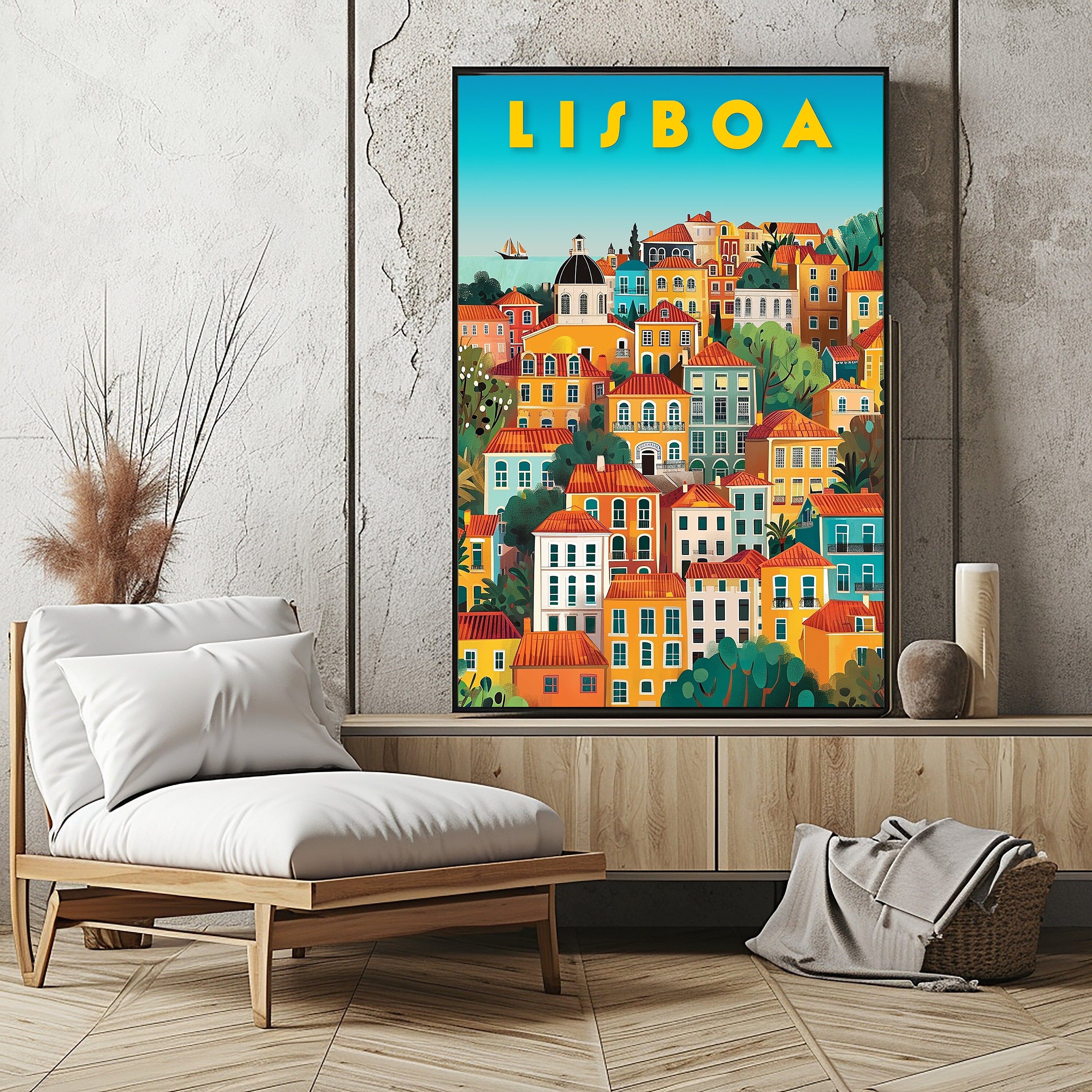 Lisbon Colorful Houses Print - Vacation Art Boutique