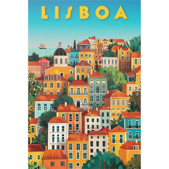 Lisbon Colorful Houses Travel Print - Vacation Art Boutique