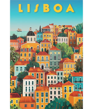 Lisbon Colorful Houses Travel Print - Vacation Art Boutique