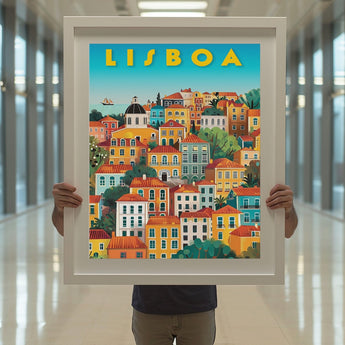 Lisbon Colorful Houses Travel Print - Vacation Art Boutique