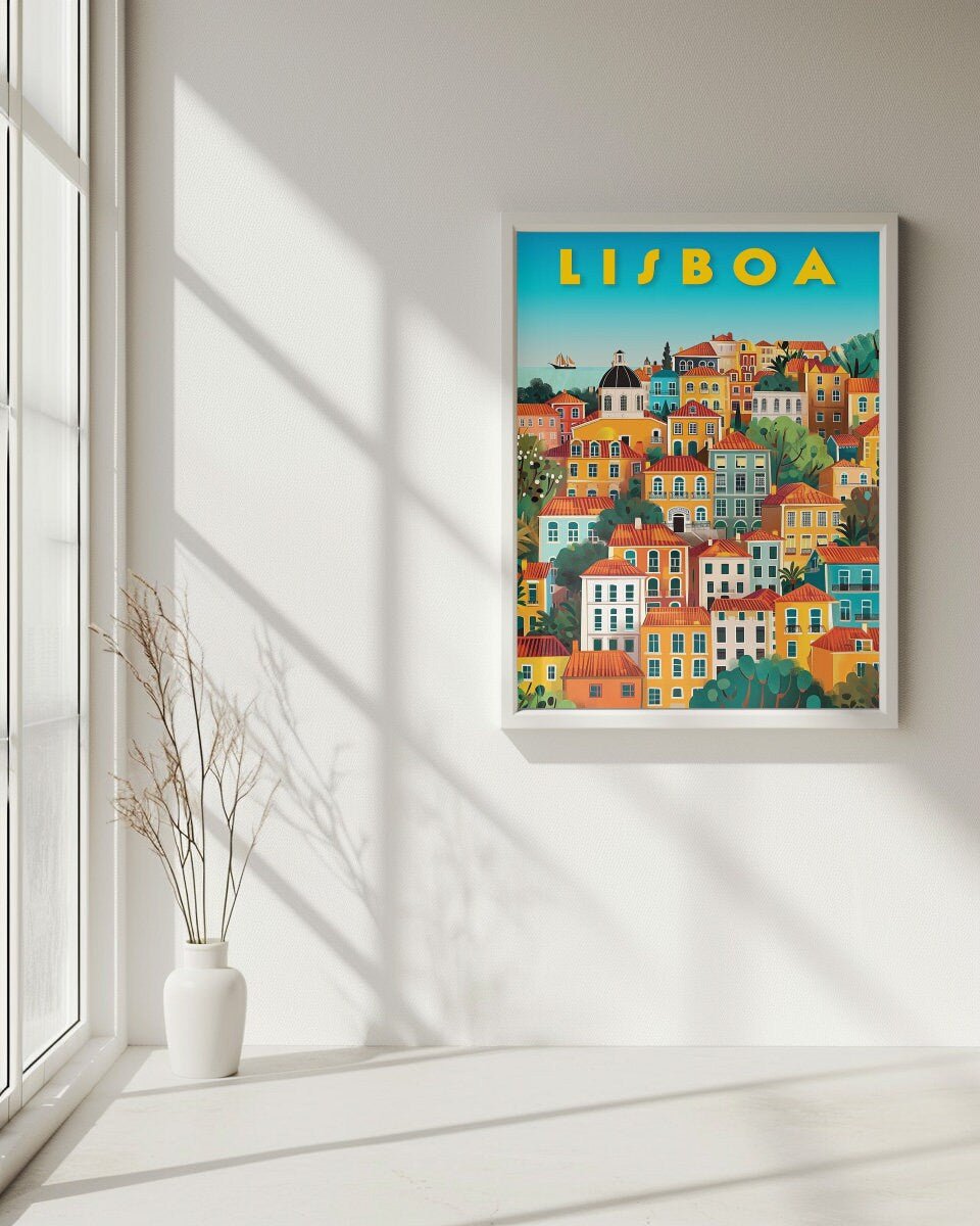 Lisbon Colorful Houses Travel Print - Vacation Art Boutique