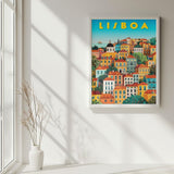 Lisbon Colorful Houses Travel Print - Vacation Art Boutique