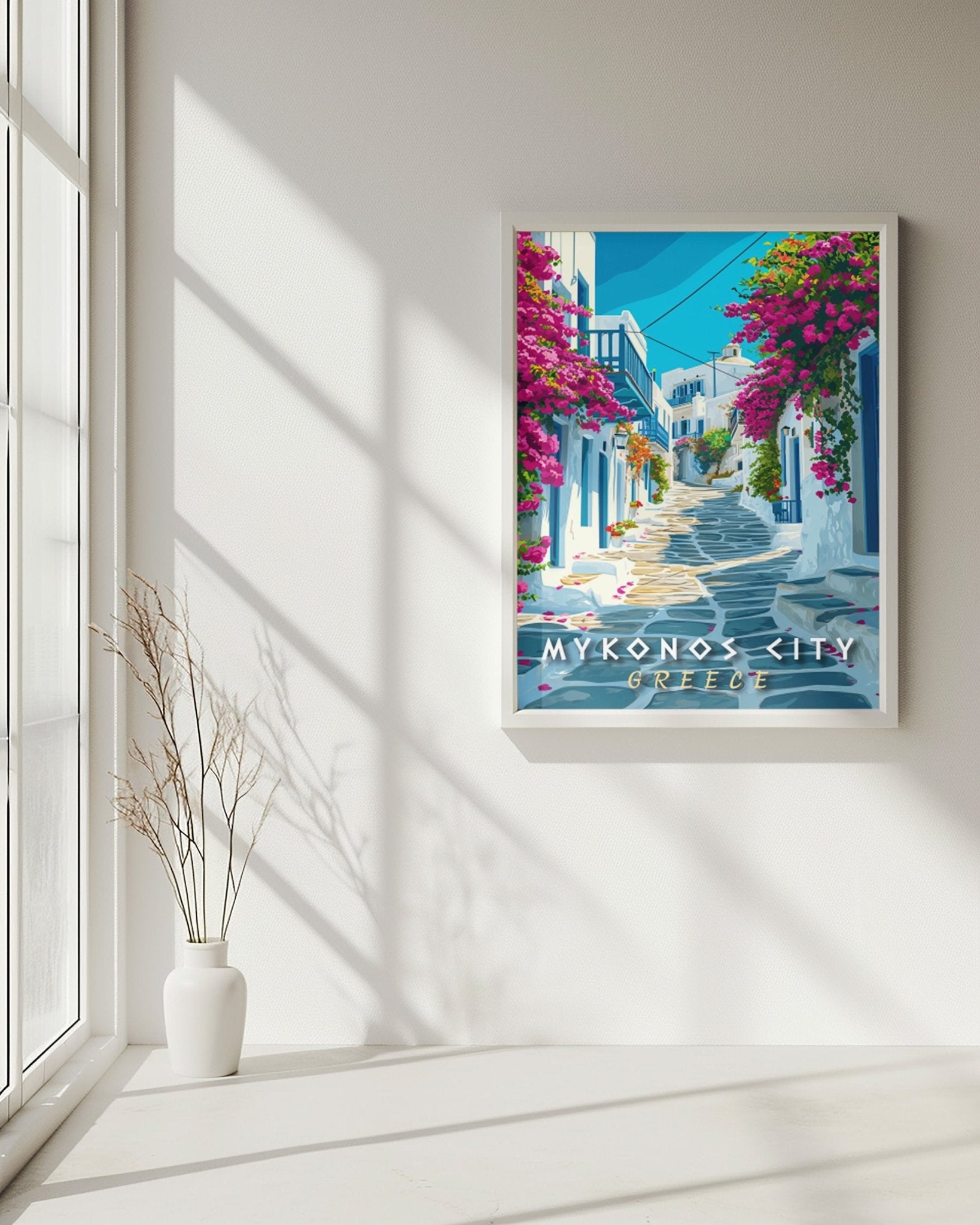 Mykonos City Travel Print - Vacation Art Boutique