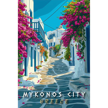 Mykonos City Travel Print - Vacation Art Boutique