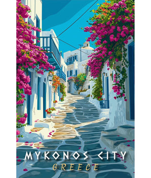 Mykonos City Travel Print - Vacation Art Boutique