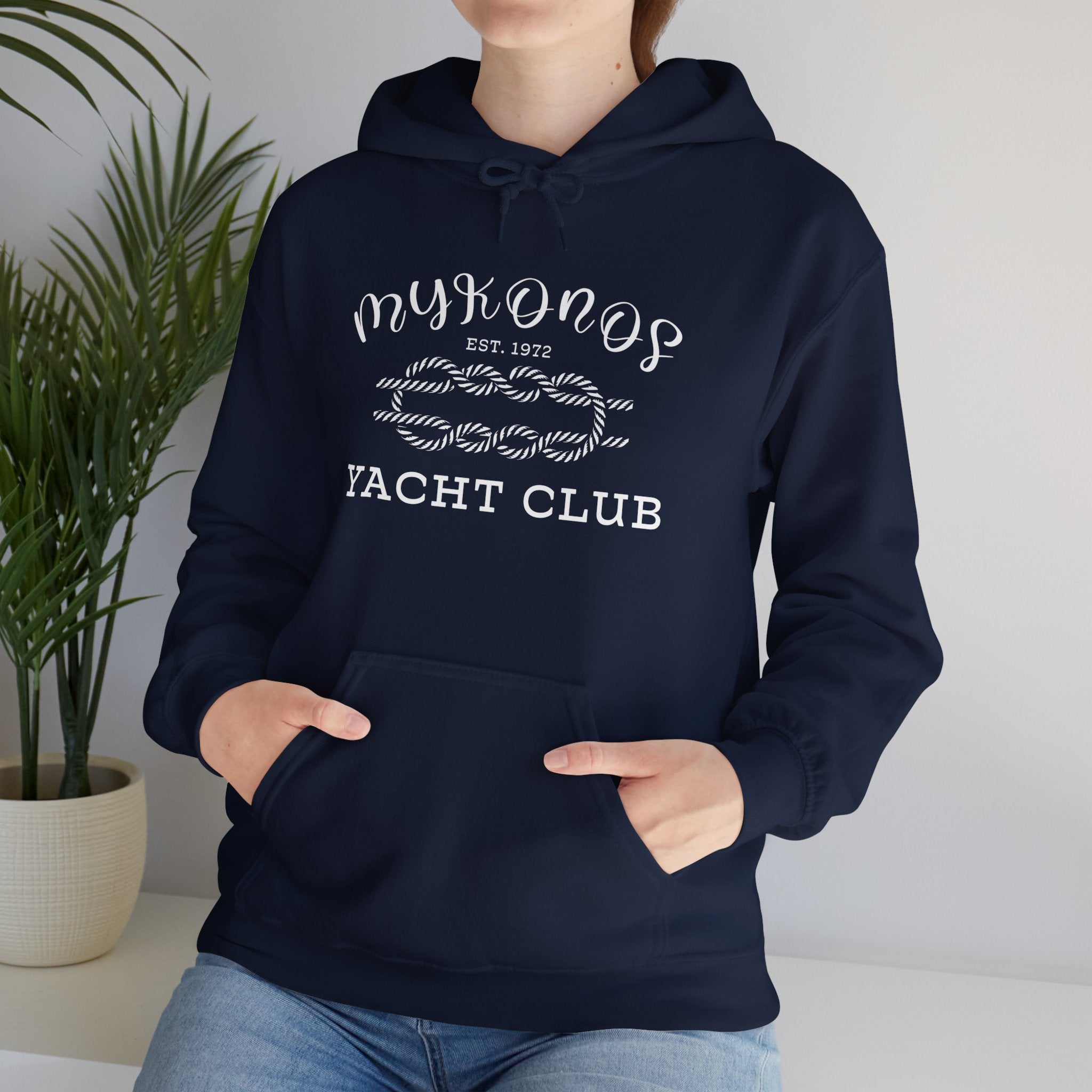 Mykonos Vacation Yacht Club Hoodie - Vacation Art Boutique