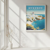 Mykonos White Washed Village Travel Print - Vacation Art Boutique