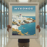 Mykonos White Washed Village Travel Print - Vacation Art Boutique