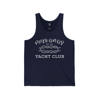 Mykonos Yacht Club Unisex Jersey Tank - Vacation Art Boutique