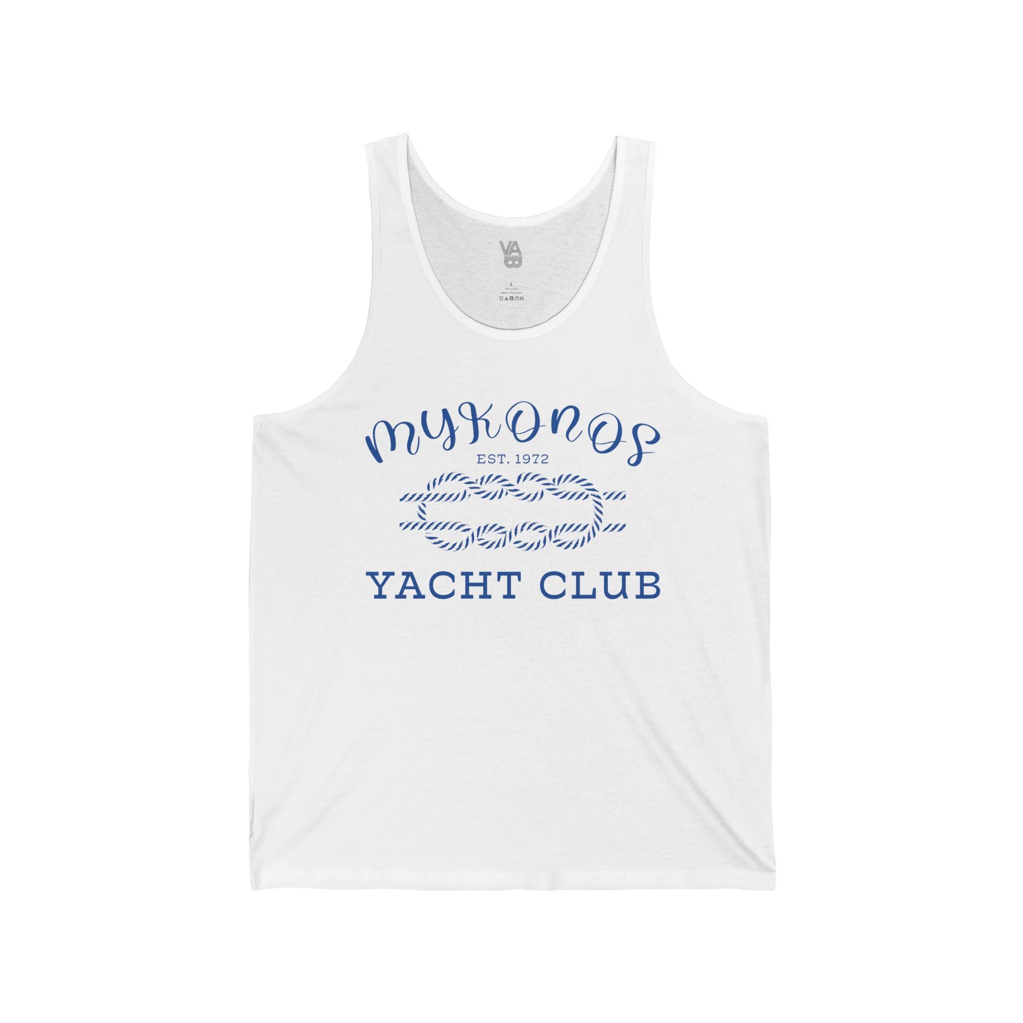 Mykonos Yacht Club Unisex Jersey Tank - Vacation Art Boutique