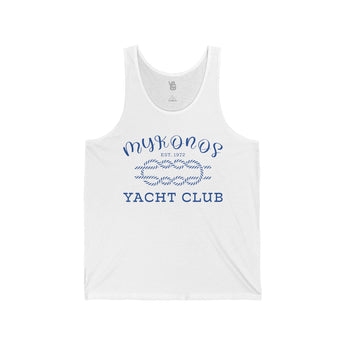 Mykonos Yacht Club Unisex Jersey Tank - Vacation Art Boutique