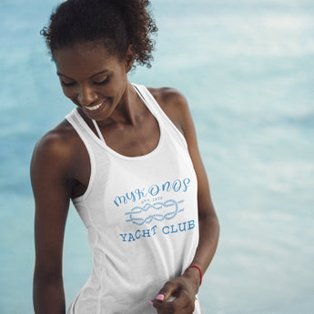 Mykonos Yacht Club Women's Racerback Tank - Vacation Art Boutique