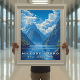 New Zealand Milford Sound Travel Print - Vacation Art Boutique