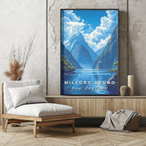 New Zealand Milford Sound Travel Print - Vacation Art Boutique