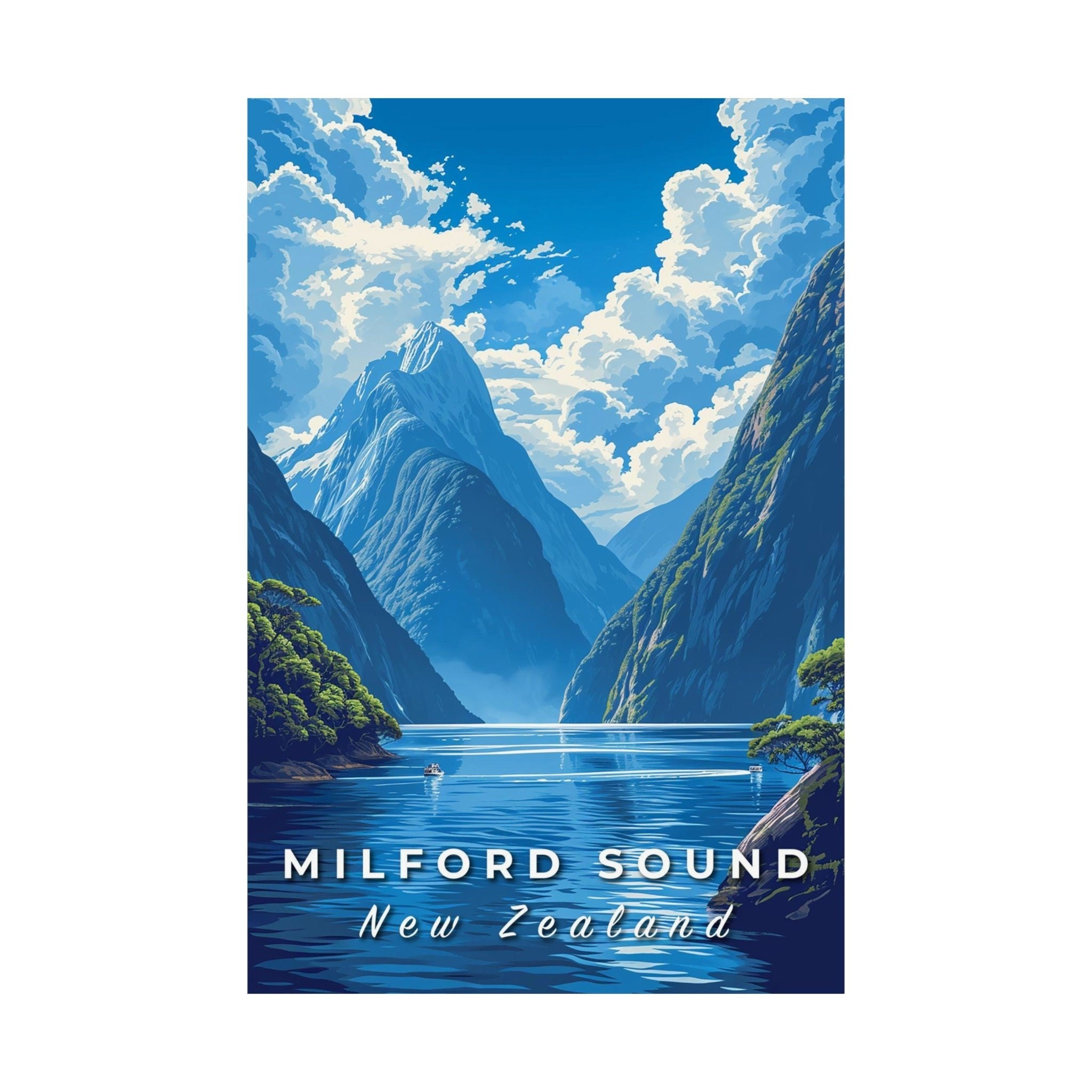 New Zealand Milford Sound Travel Print - Vacation Art Boutique