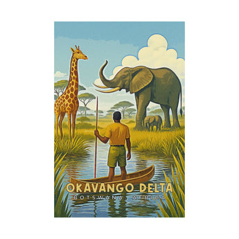 Okavango Delta Vintage Travel Wall Art - Vacation Art Boutique