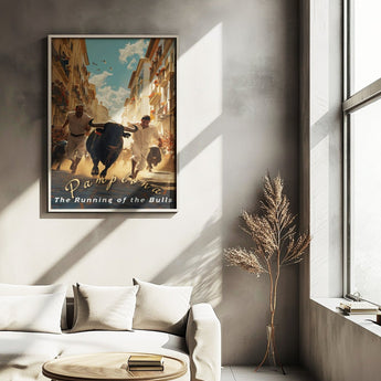 Pamplona Running of the Bulls Travel Print - Vacation Art Boutique