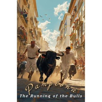 Pamplona Running of the Bulls Travel Print - Vacation Art Boutique