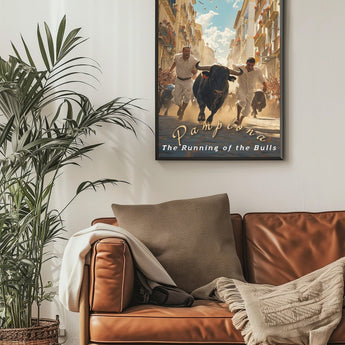 Pamplona Running of the Bulls Travel Print - Vacation Art Boutique