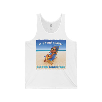 Resting Beach Face Unisex Jersey Tank - Vacation Art Boutique